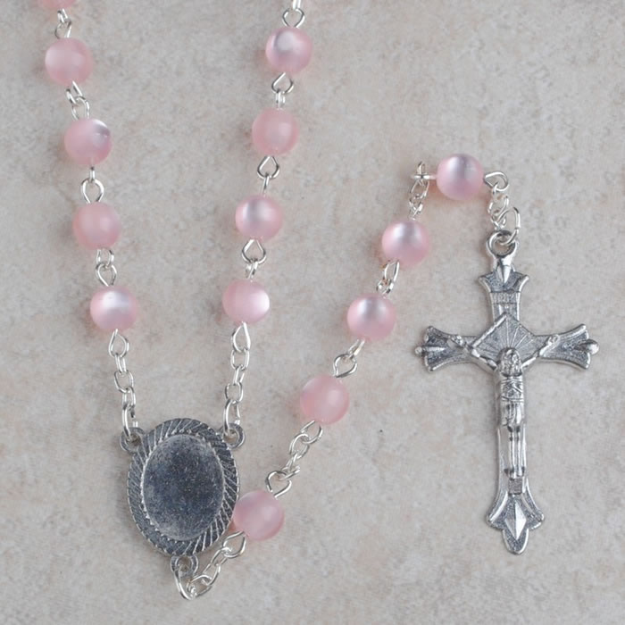 Cat eyes beads rosary,Resin Catholic Statue